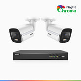 NightChroma<sup>TM</sup>  NAK500 - Updated Version, 3K 8 Channel 2 Cameras TVI Security System, Acme Color Night Vision, 2960 × 1665 Resolution, f/1.0 Aperture (0.001 Lux), Built-in Microphone, IP67